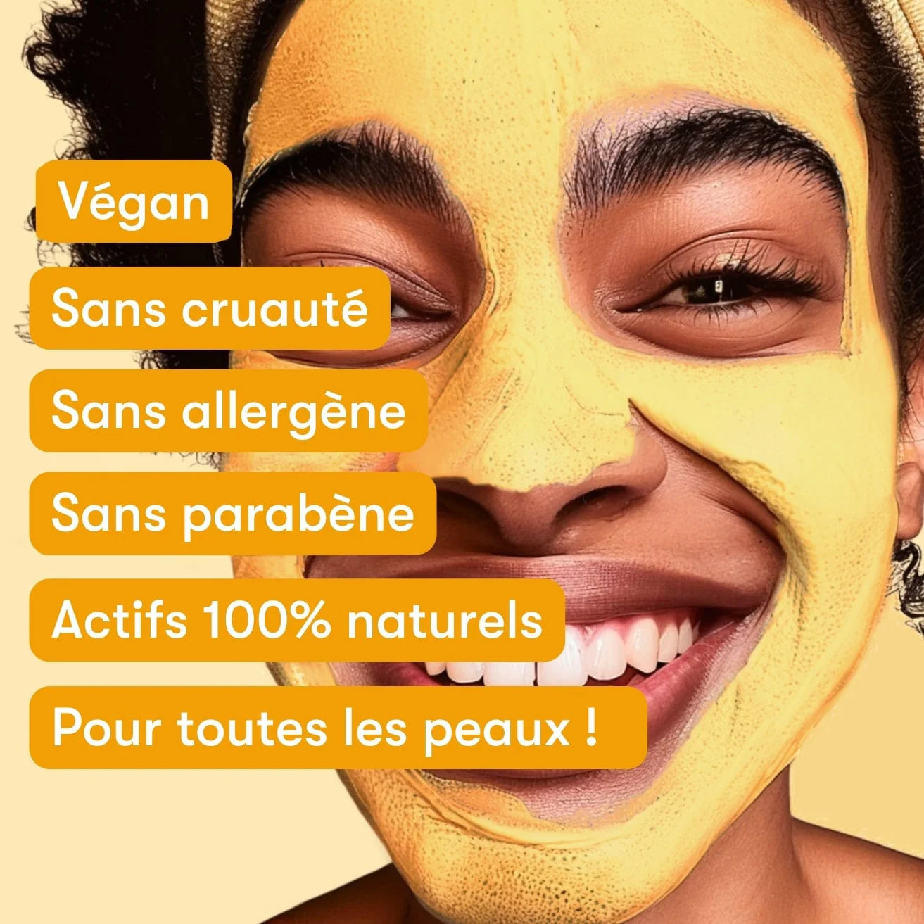 MASQUE VISAGE ÉCLAIRCISSANT AU CURCUMA & MIEL & CIDRE DE POMME (RAPIDE, EFFICACE, REPARATEUR)