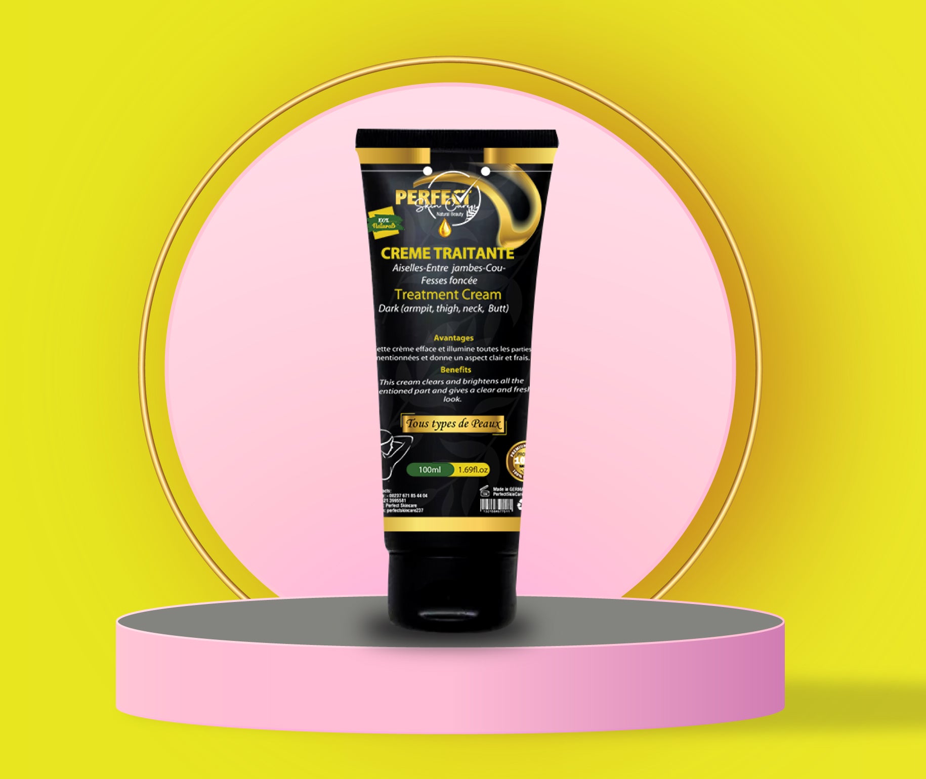 CrĂšme/Huile Traitante - Hyper ACTIVE sur toutes les zones noires du corps.