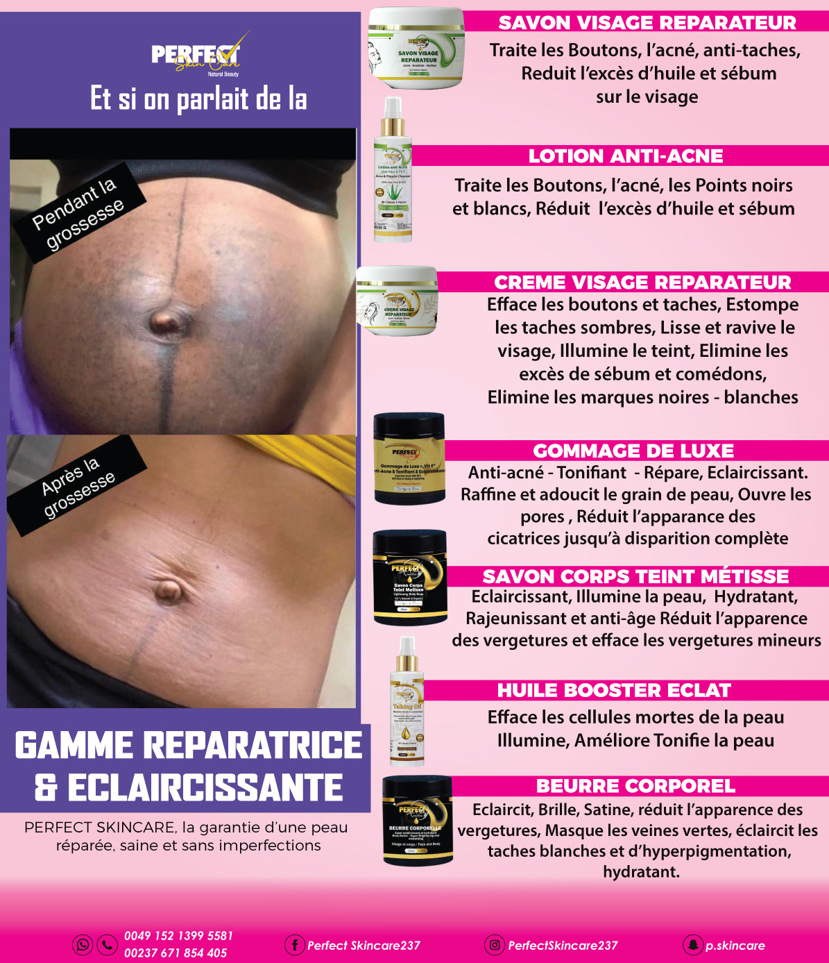 (Format Standard) Gamme Réparatrice et éclaircissante Complete - (Visage avec boutons, tâches noires, excès de sébums et comédons)