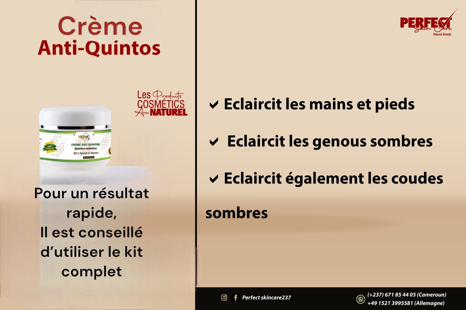 Crème Anti-Quintaux - HYPER Actif - NE PÈLE PAS - ÉCLAIRCIT PLUTOT