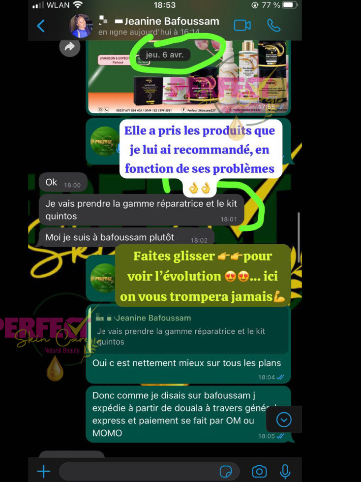 Retour: Gamme réparatrice et éclaircissante (vissage avec taches et boutons) + Kit Quintos