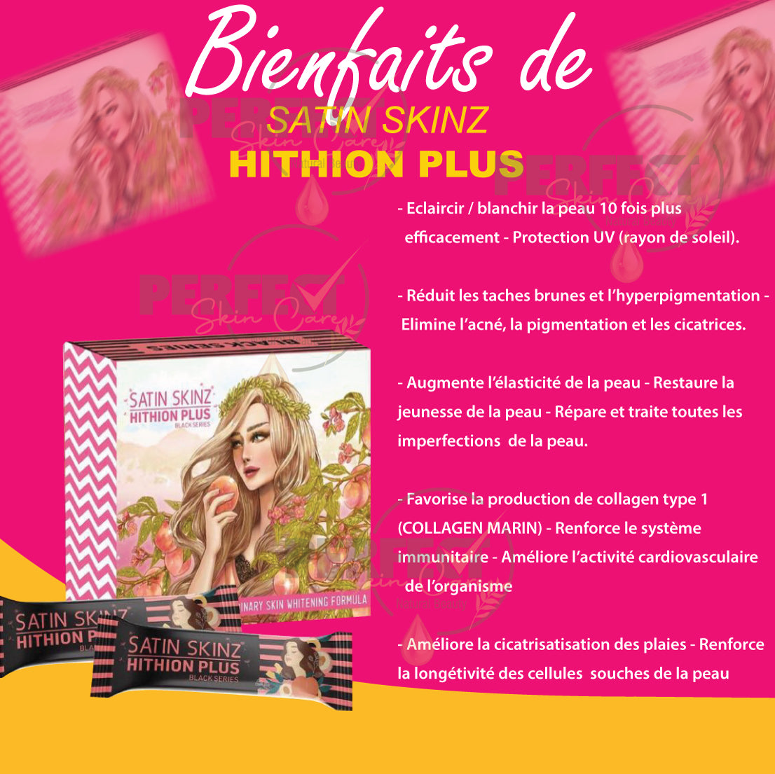 Satin Skinz HITHION PLUS - Meilleur Complement alimentaire pour Peaux Noires, Claires et Métissées